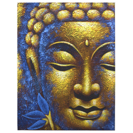 Buddha Painting - Gold Face & Lotus Flower. Sizes: H:80 W:60 D:3cm