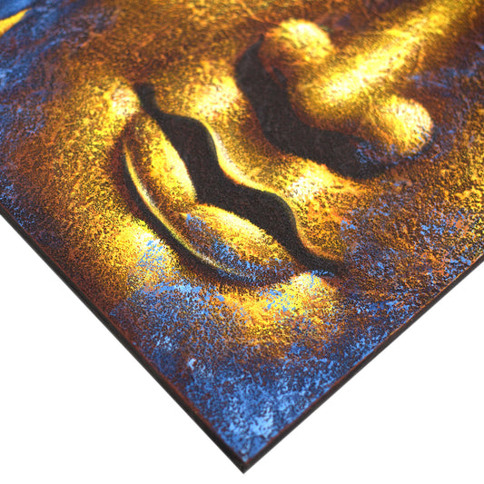 Buddha Painting - Gold Face & Lotus Flower. Sizes: H:80 W:60 D:3cm