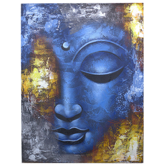 Buddha Painting - Blue Face Abstract. Sizes: H:80 W:60 D:3cm