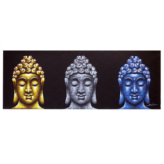 Buddha Painting - Three Heads Black. Size: H:45 W:120 D:3cm