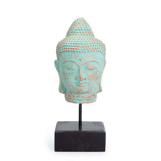 Stillness Buddhakopf auf Ständer - Grünes Kupfer