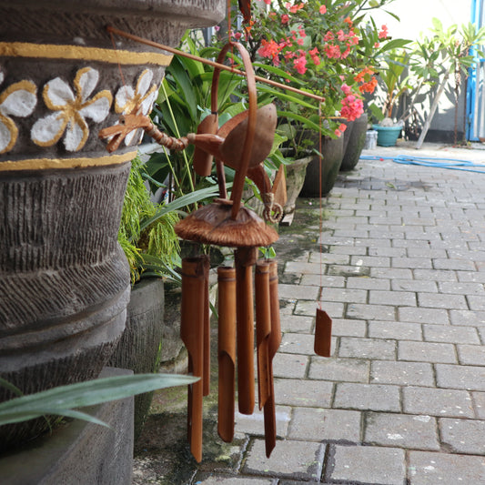 Bambus-Windspiel – Natürliches Finish – Kokosnuss-Drache