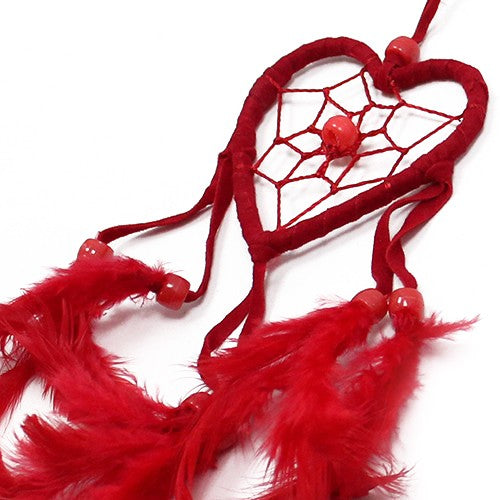 Bali Dreamcatchers - Small Heart - Black/White/Red. Pack Of 3.