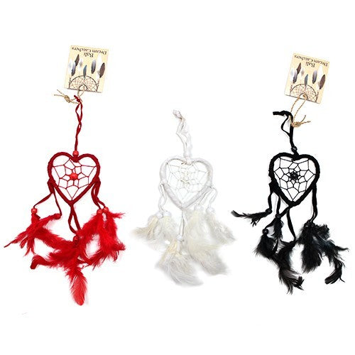 Bali Dreamcatchers - Small Heart - Black/White/Red. Pack Of 3.