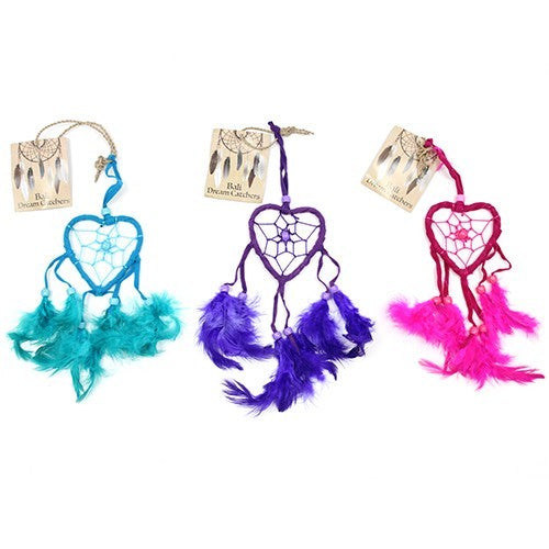 Bali Dreamcatchers - Small Heart - Turq/Pink/Purp. Pack Of 2.