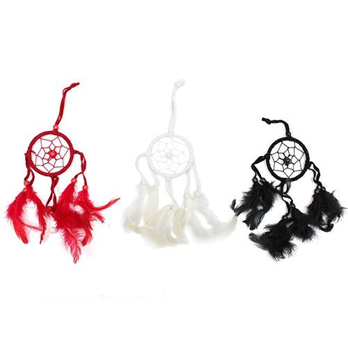 Bali Dreamcatchers - Small Round - Black/White/Red. Pack Of 6.