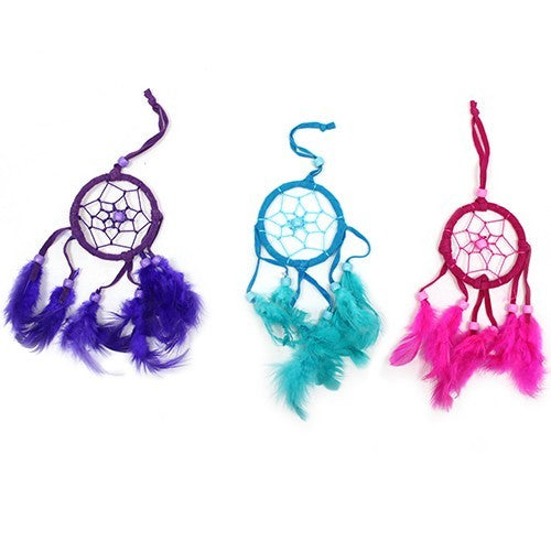 Bali Dreamcatchers - Small Round - Turq/Pink/Purp. Pack Of 6.