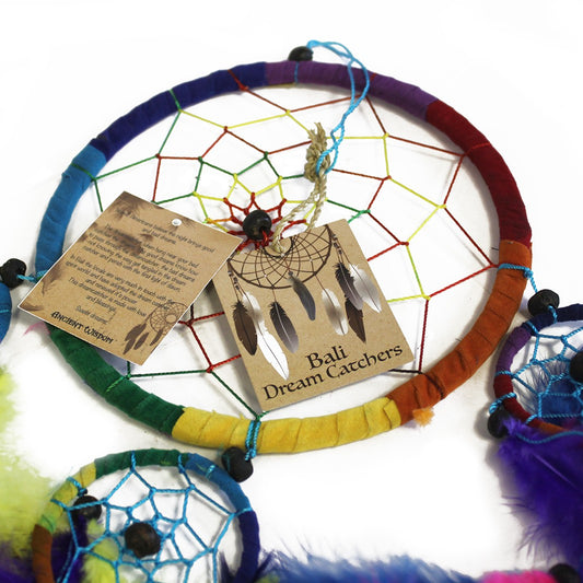 Bali Dreamcatchers - Small Round - Turq/Pink/Purp. Pack Of 6.
