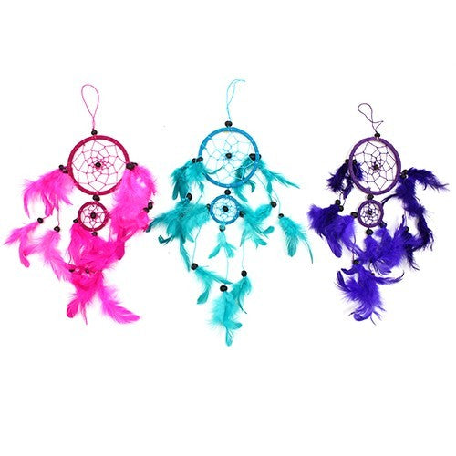 Bali Dreamcatchers - Medium Round - Turq/Pink/Purp. Pack Of 6.
