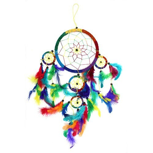 Bali Dreamcatchers - Large Round - Rainbow. Pack Of 3.