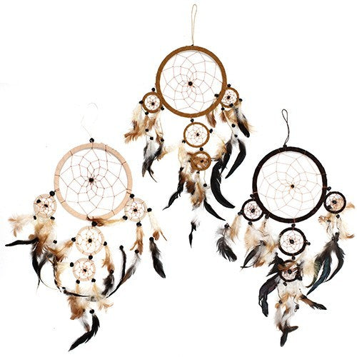 Bali Dreamcatchers - Large Round - Cream/Coffee/Choc. Pack Of 3.