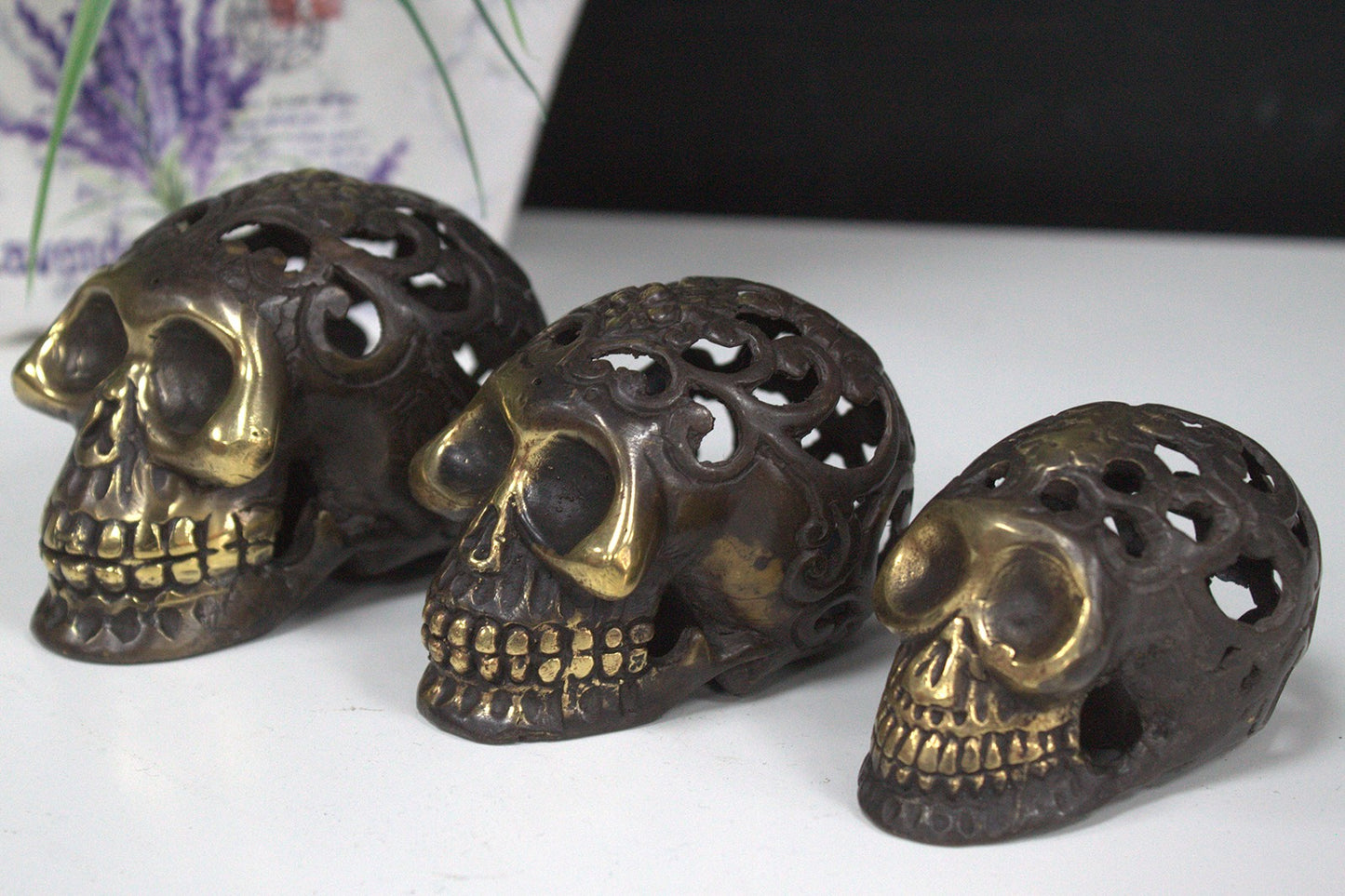 Vintage Messing Totenkopf - Lrg