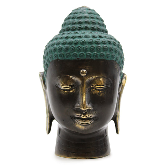 Großer antiker Buddhakopf aus Messing