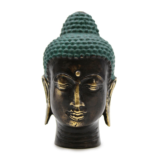 Kleiner antiker Buddhakopf aus Messing