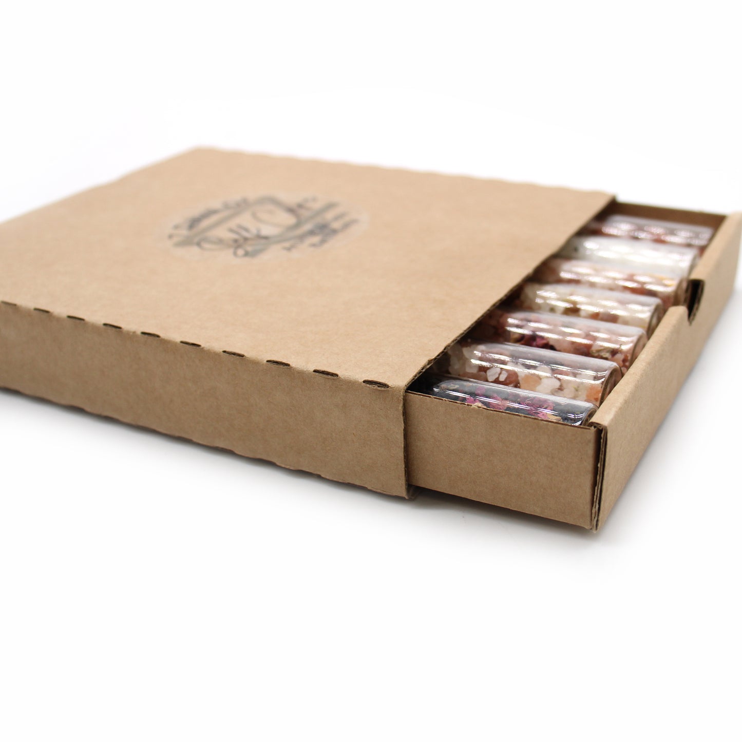 Badesalz in Fläschchen - Geschenkpackung mit 7 Stück