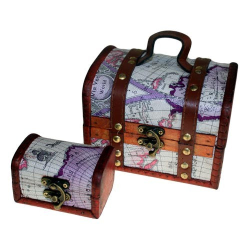 Sets of 2 Colonial Boxes - Atlas Design.   14.5cm x 10cm x 10cm / 8.5cm x 6cm x 5.5cm