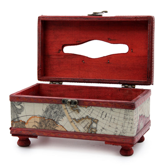 Tissue Box Old Map with Legs.   	13x22x9,5 (cm),
