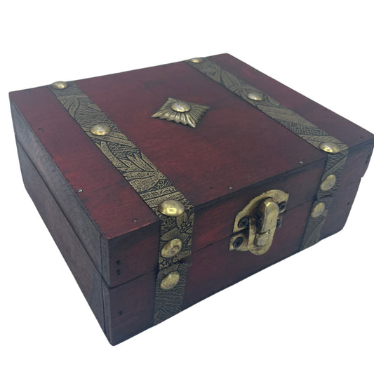 Square Tea Chest - Tan.   13x5.8x11 (cm)