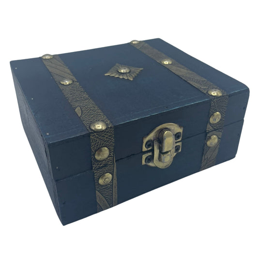Square Tea Chest - Teal.   13x5.8x11 (cm)