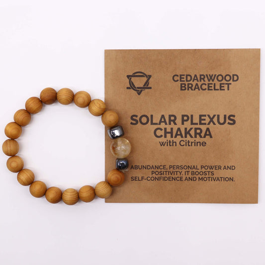 Solarplexus-Chakra-Armreif aus Zedernholz mit Citrin