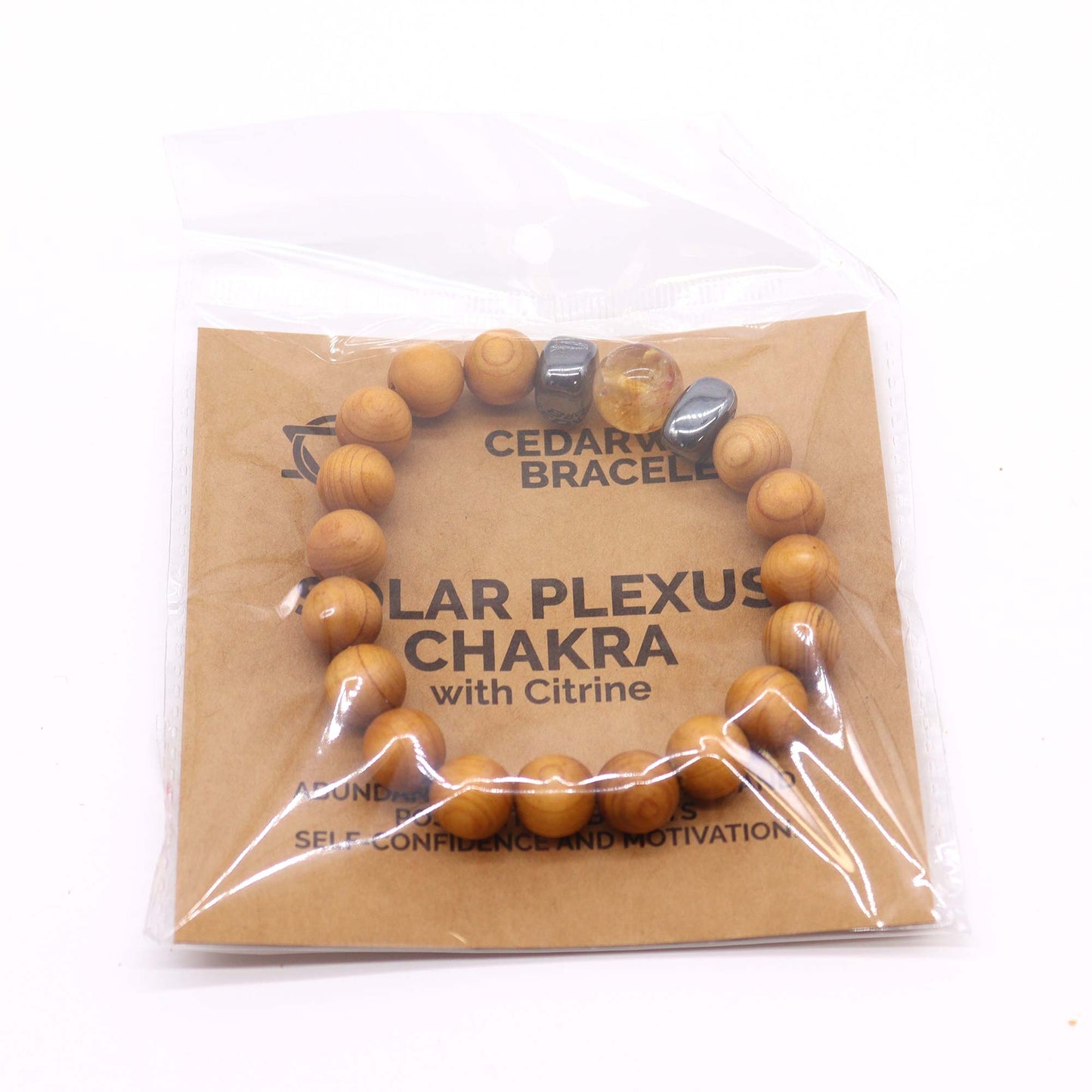 Solarplexus-Chakra-Armreif aus Zedernholz mit Citrin