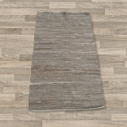 Small Indian Handloom Cotton Rug - Charcoal
