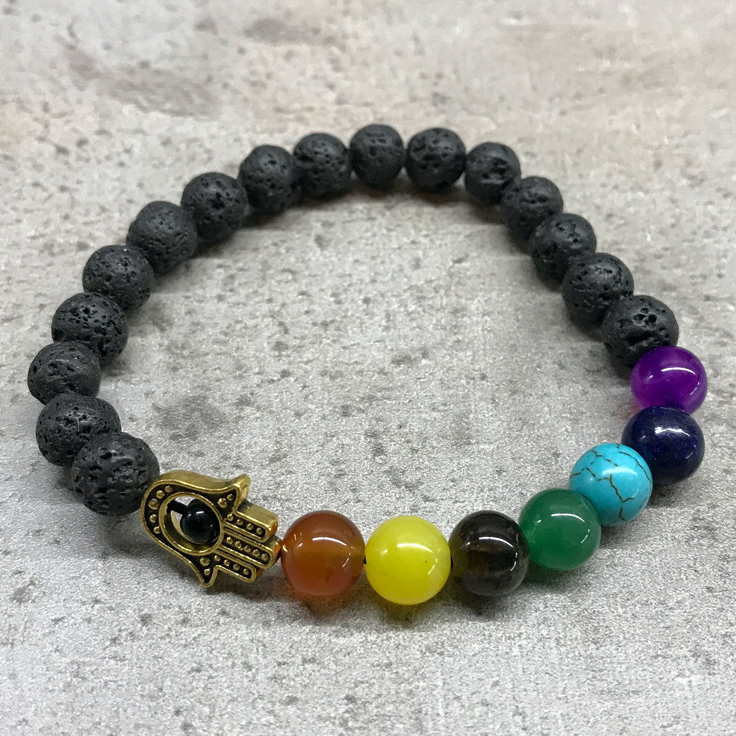 Lavastein-Armband – Hamsa-Chakra
