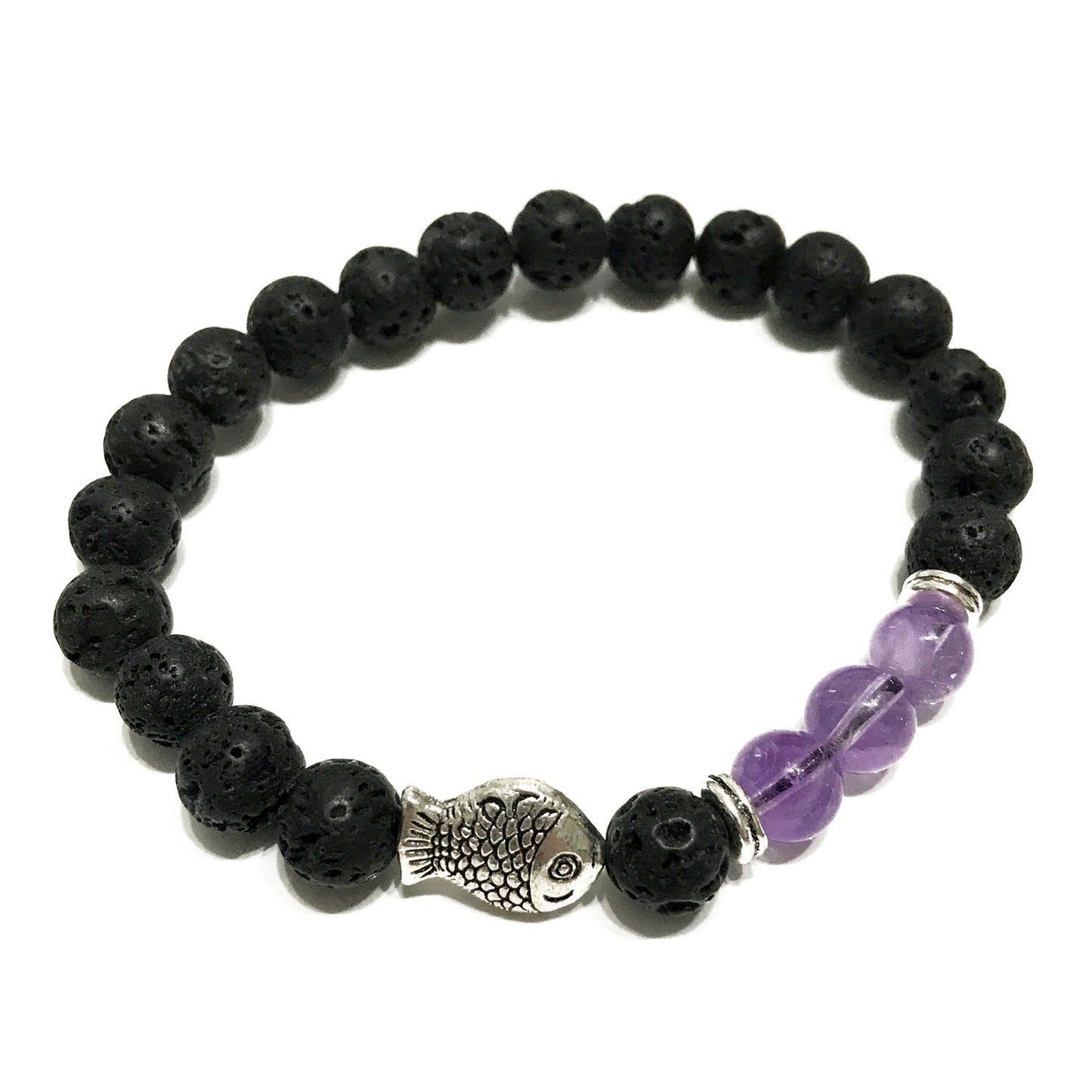 Lavastein Armband - Fisch Amethyst