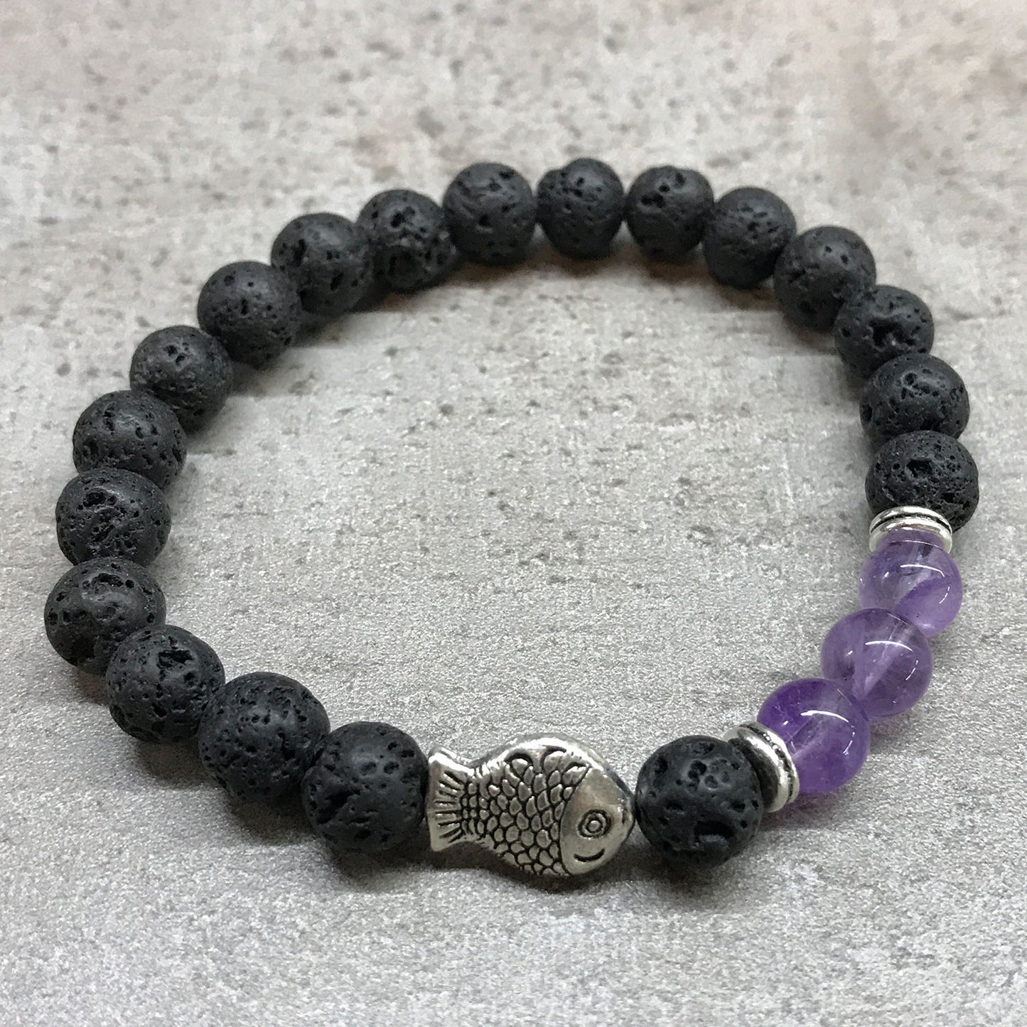 Lavastein Armband - Fisch Amethyst