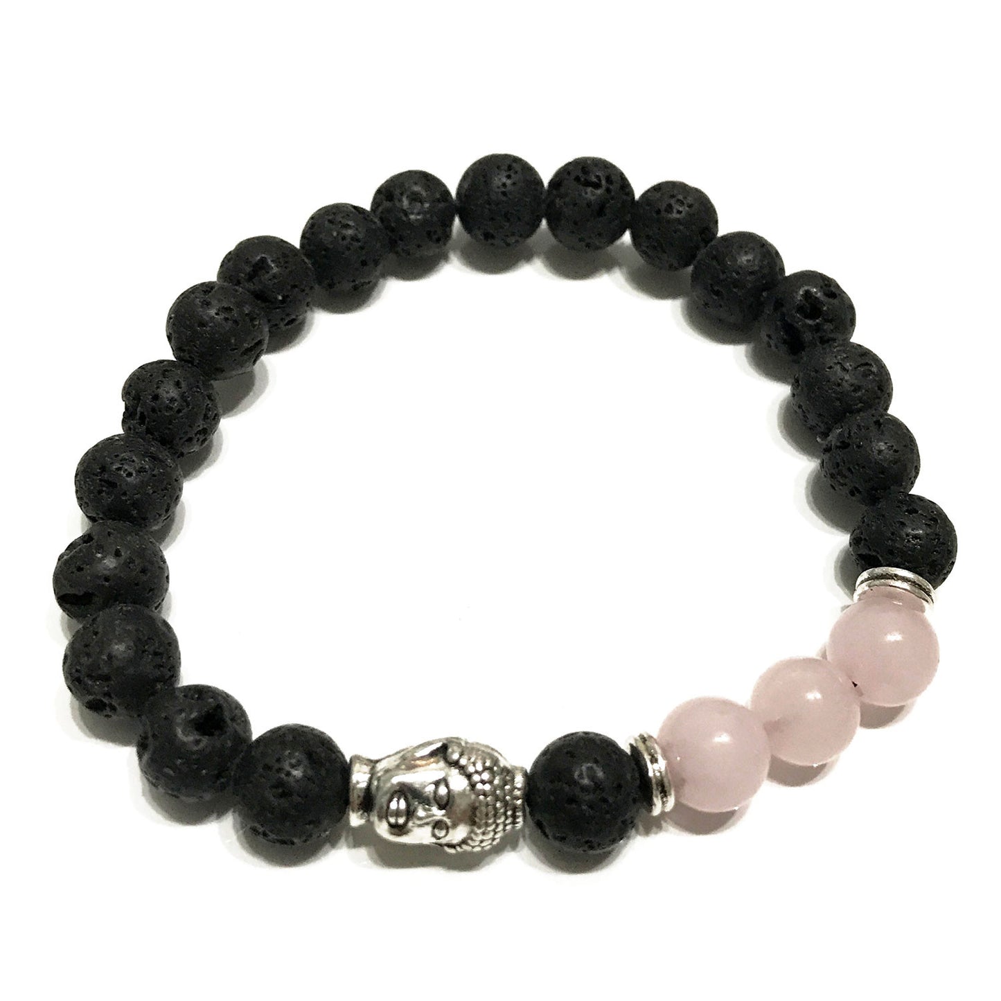 Lavastein Armband - Buddha Rosenquarz