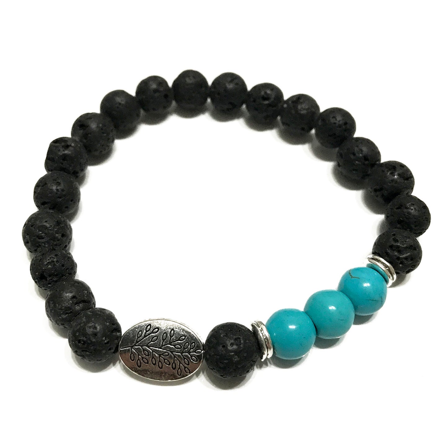 Lavastein Armband - Blatt Türkis