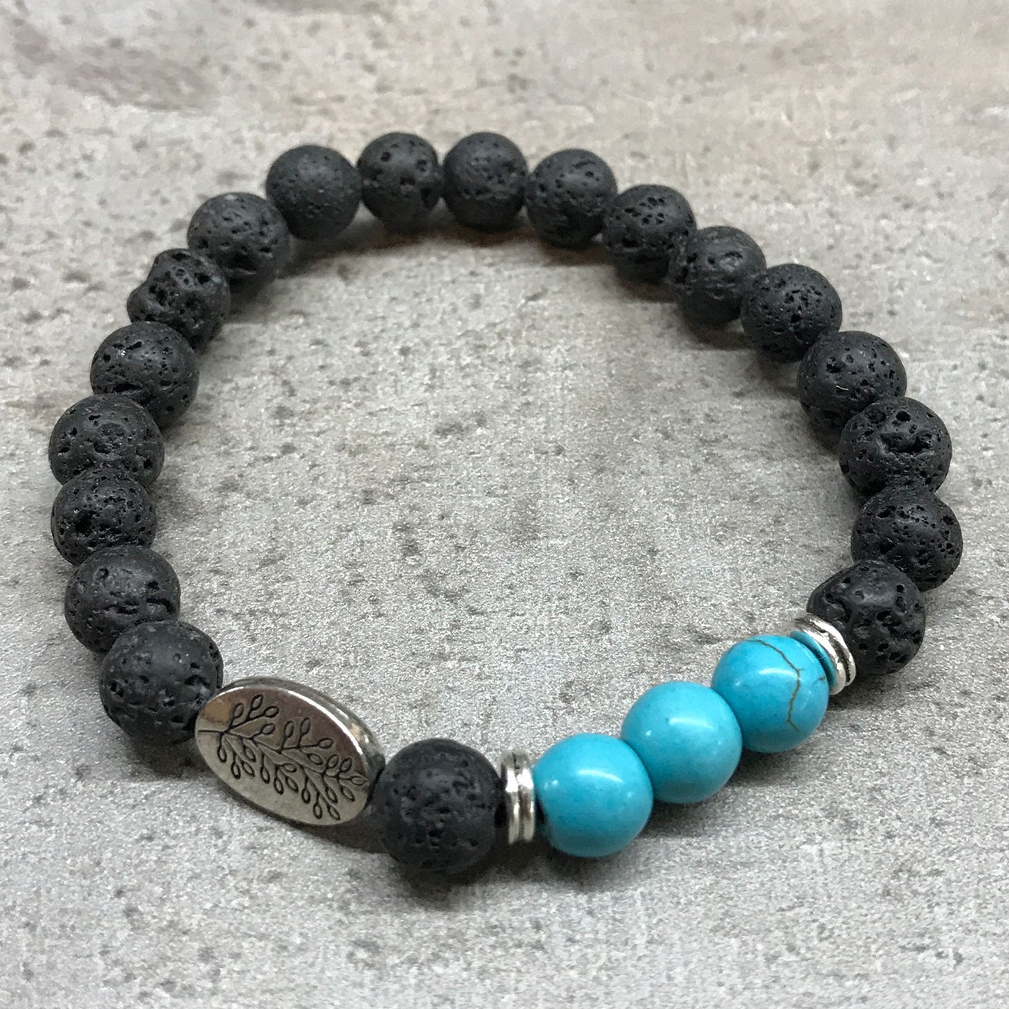Lavastein Armband - Blatt Türkis