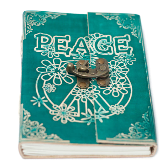 Notizbuch „Green Peace“ aus Leder mit Schloss (7x5 Zoll)