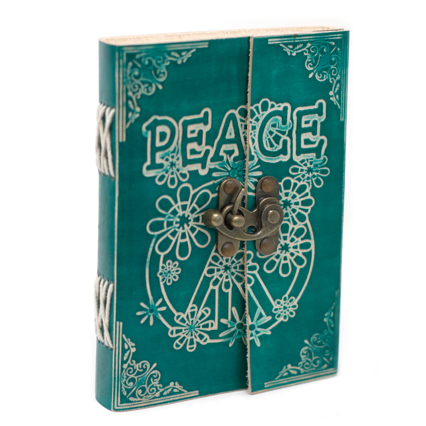 Notizbuch „Green Peace“ aus Leder mit Schloss (7x5 Zoll)