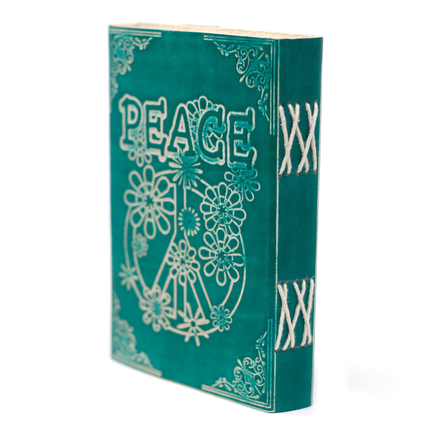 Notizbuch „Green Peace“ aus Leder mit Schloss (7x5 Zoll)