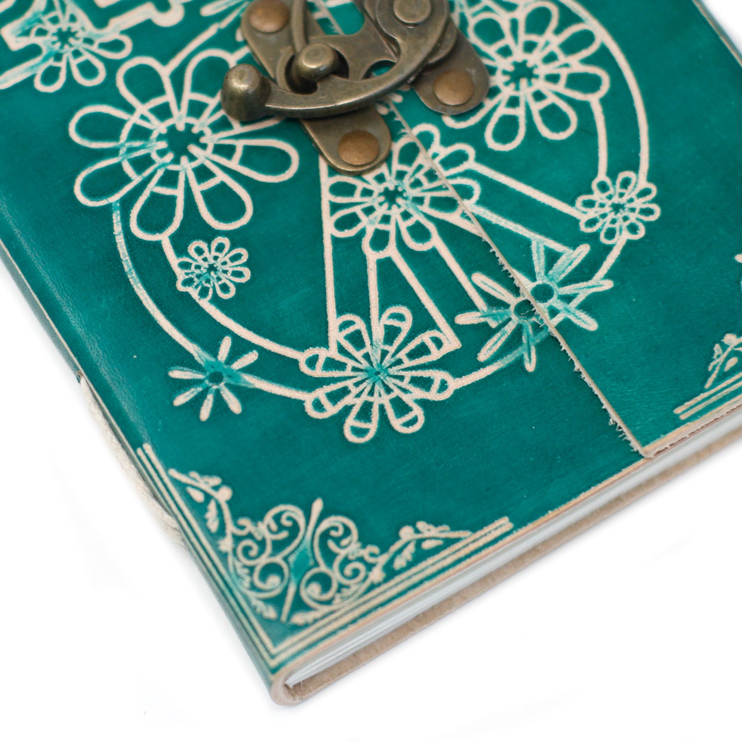 Notizbuch „Green Peace“ aus Leder mit Schloss (7x5 Zoll)