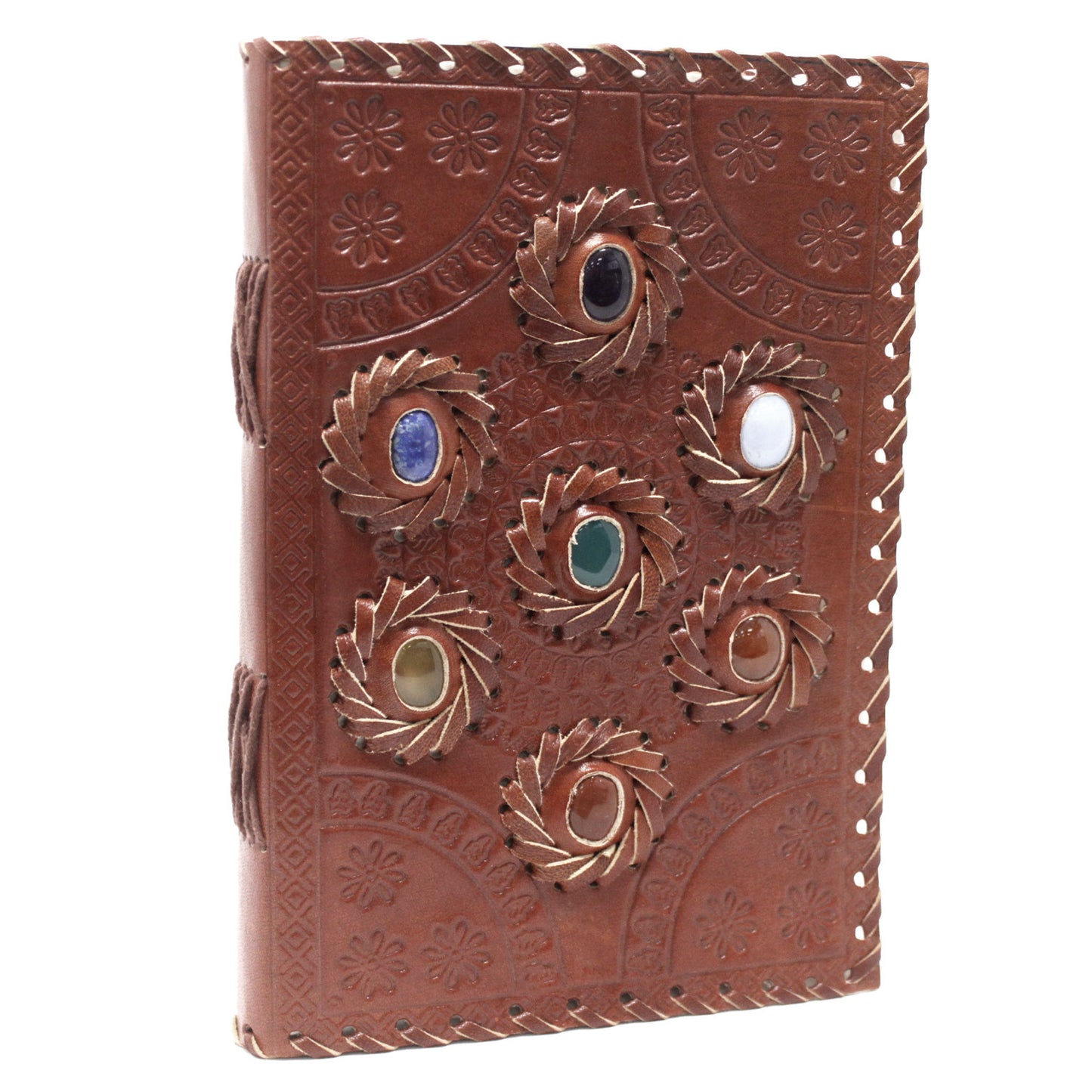 Chakra-Stein-Notizbuch aus Leder (6x9 Zoll)