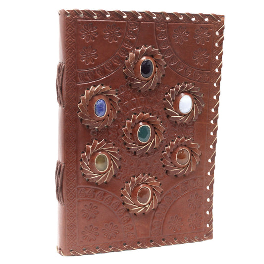 Chakra-Stein-Notizbuch aus Leder (6x9 Zoll)