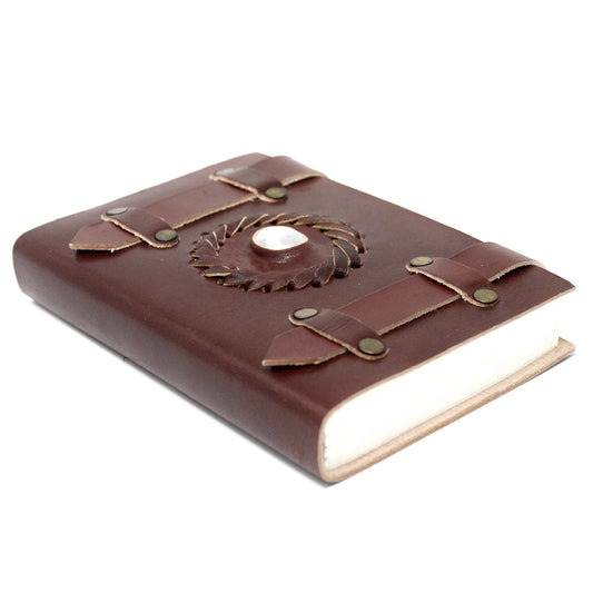 Leder-Notizbuch „Mondstein mit Gürtel“ (6x4 Zoll)