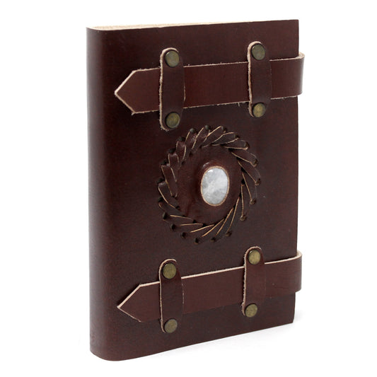Leder-Notizbuch „Mondstein mit Gürtel“ (6x4 Zoll)