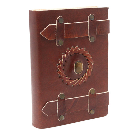 Leder-Tigerauge mit Gürtel-Notizbuch (6x4")