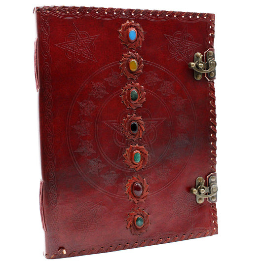 Riesiges 7-Chakra-Lederbuch – 10 x 13 (200 Seiten)
