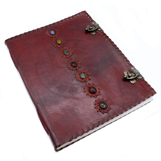 Riesiges 7-Chakra-Lederbuch – 10 x 13 (200 Seiten)