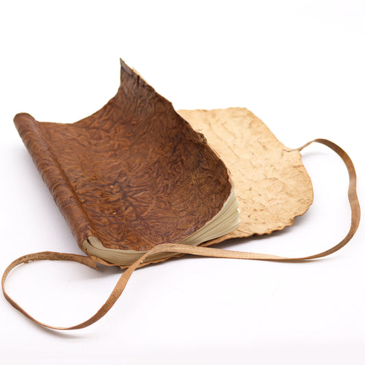 Reisenotizbuch aus gerolltem Leder – 96 Seiten – Natur 21 x 15 cm