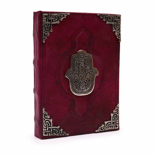 Heafty Red Tan Buch – Zink Hamsa Dekor – 200 Büttenrandseiten – 26 x 18 cm