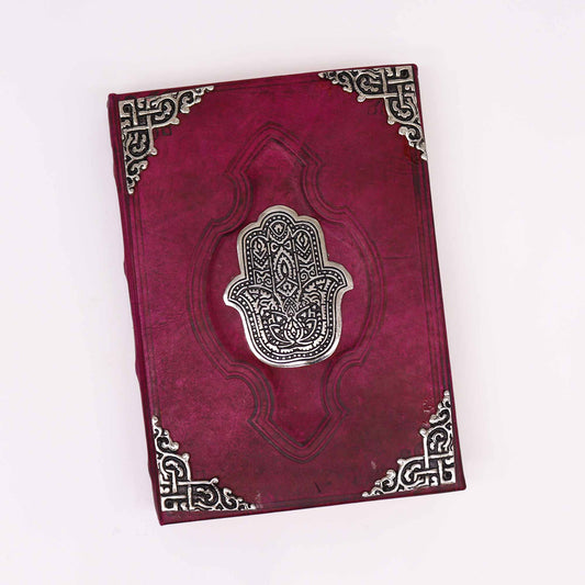 Heafty Red Tan Buch – Zink Hamsa Dekor – 200 Büttenrandseiten – 26 x 18 cm
