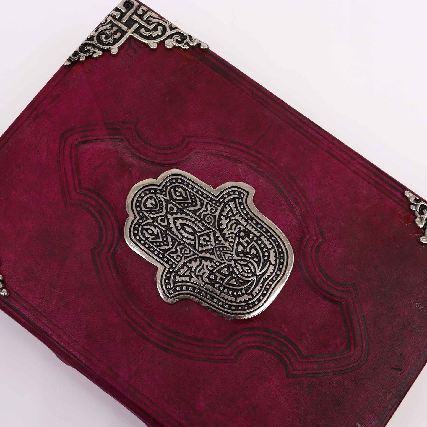 Heafty Red Tan Buch – Zink Hamsa Dekor – 200 Büttenrandseiten – 26 x 18 cm