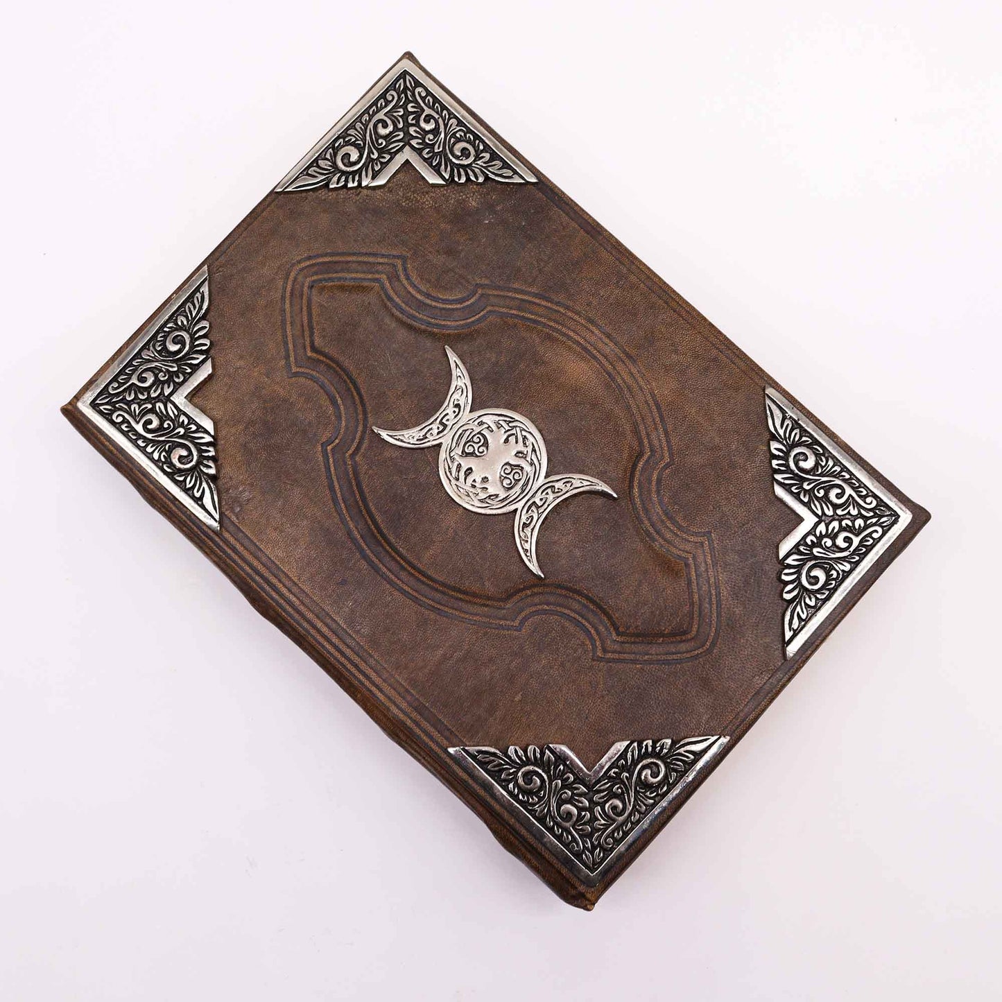 Heafty Brown Tan Buch – Zink Dreifachmond-Dekor – 200 Büttenrandseiten – 26 x 18 cm