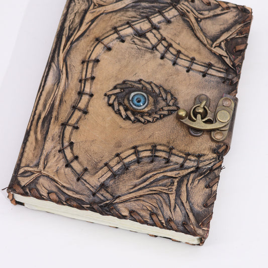 Braunes Buch – Dekor „Böser Blick“ – 160 Seiten mit Büttenrand – 20 x 15 cm