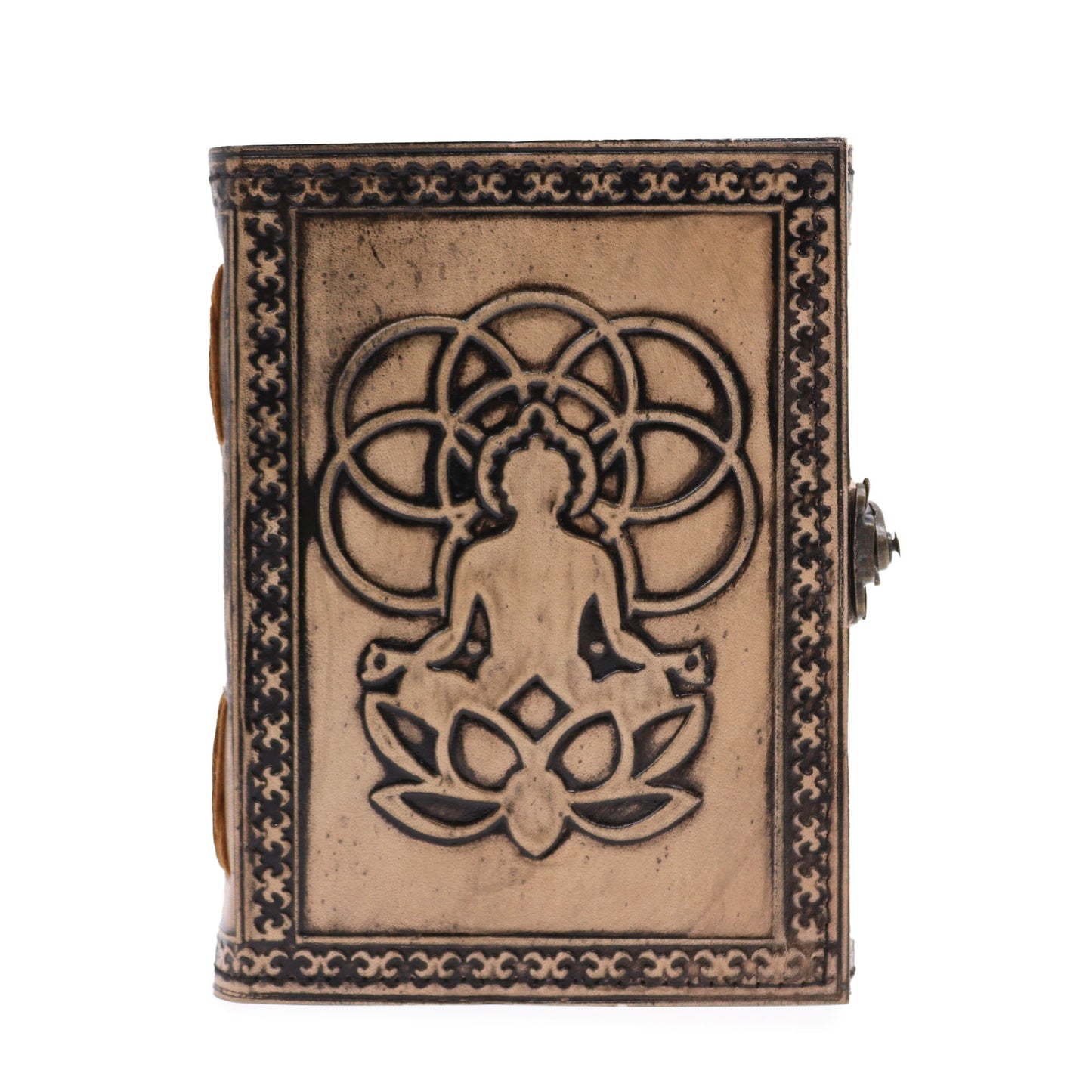 Buddha – Esoterisches Notizbuch – Antikgrau – 200 Seiten Stichkante – 17,5 x 12,5 x 3 cm
